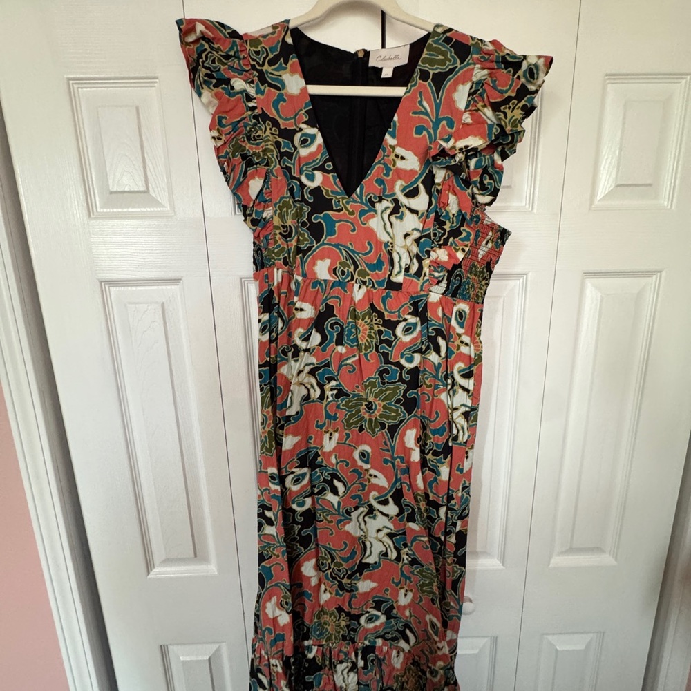 Cleobella Pink and Green V-Neck Sundress